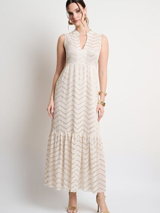 Desiree Summer Maxi Dress with Ruffles Ecru
