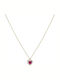 Rosette Necklace Made of 9K Gold with Red Zircon