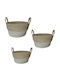 Espiel Basket Synth Rattan Round Set/3 Natural White 35x20 30x17 25x14cm Code Fex205