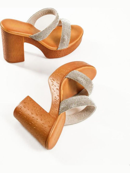 Diamantique Ψηλοτάκουνα Mules Δύο Φάσες Στρας Ασημί