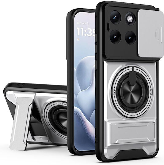 Плъзгаща Задна Корица Camshield Пластмасова Сребриста (Motorola Edge 70 Fusion)