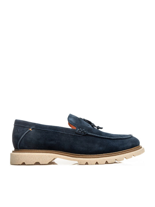 19V69 Δερμάτινα Ανδρικά Loafers σε Μπλε Χρώμα