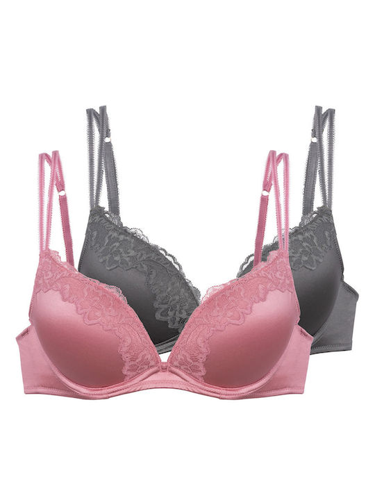 Pink and Grey Plunge Bras 2Pack