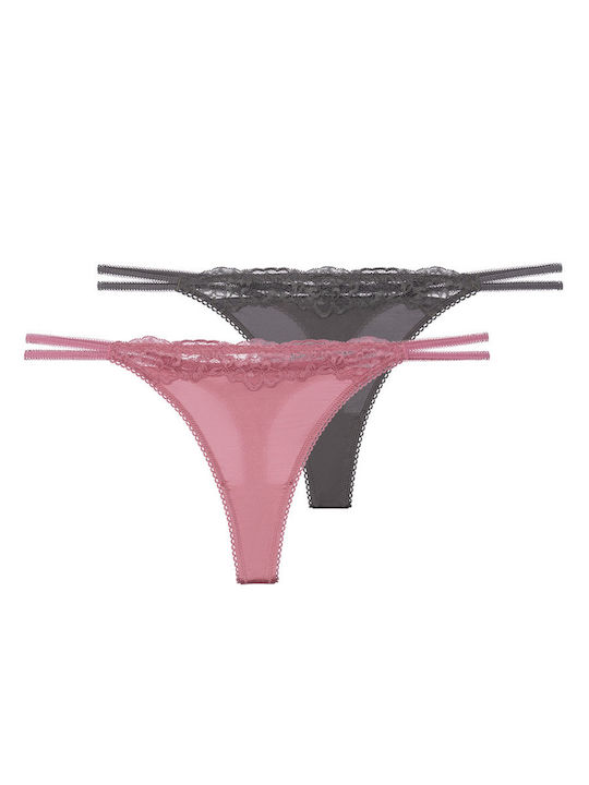 Dorina Damen-Zeichenfolge 2er Pack mit Spitze R...