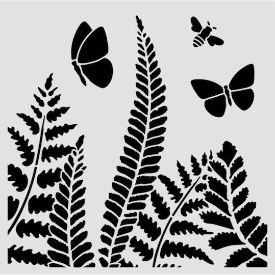 Thick Stencil Stamperia 18x18cm Daisy Art Πεταλούδες Φυτά