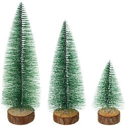 Christmas Decorative Wooden Beige Tree 3 Pieces