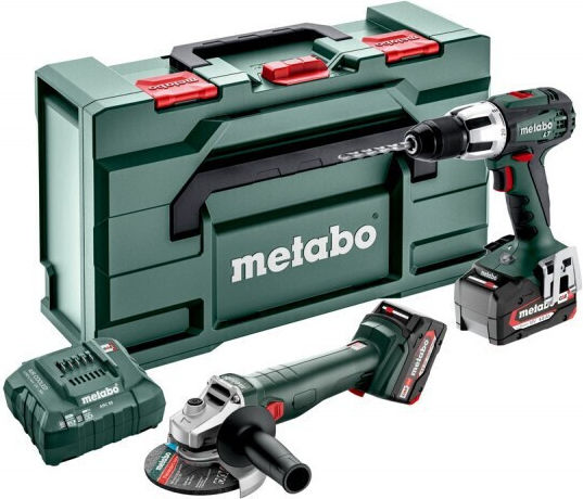 Metabo Combo Set 2.4.2 Set Roată Unghiulară & Mașină de Găurit 18V cu 2 Baterii 4Ah