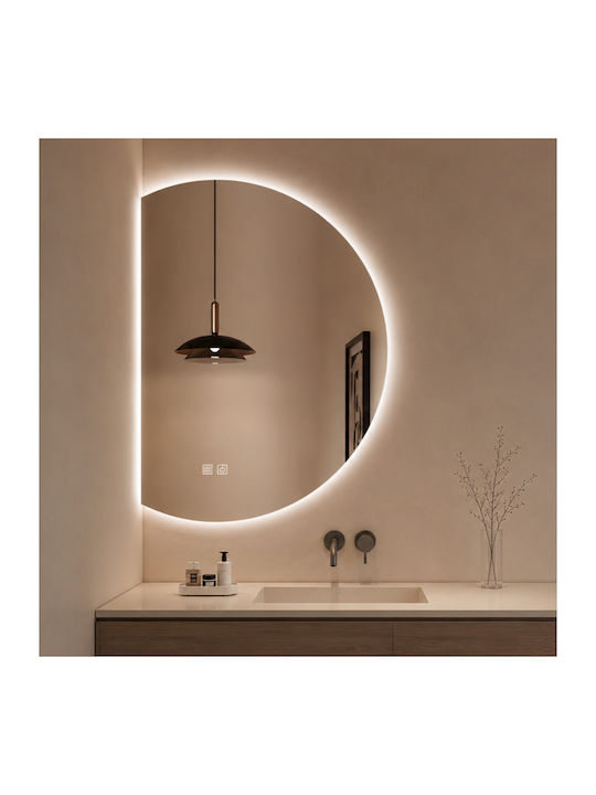 Futura Oglindă de Baie Semicirculară cu Lumini LED cu Atingere 60x80cm Albă