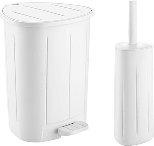 Sidirela E-1028-29-4 Kunststoff Satz Badezimmereimer und Badkorb 8lt Weiß