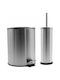 TnS Hotel Classic Inox Bathroom Brush and Trash Can Set Soft Close 5l Silver