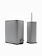 TnS Hotel Slim Metallic Bathroom Brush and Trash Can Set Soft Close 5l Gray