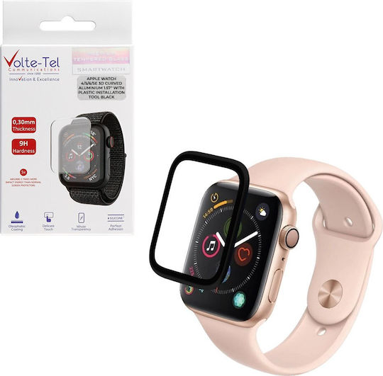 Volte-tel Tempered Glass Apple Watch 4 5 6 Se 40mm 3d Curved Aluminium 1.57'' 0.30mm Full Cover & Installation Tool Black 5205308416750