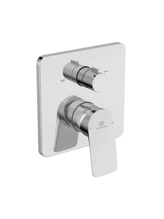 Ideal Standard Μίκτης Μπαταρίας Εντοιχισμού για Ντουζιέρα 2 Εξόδων Ασημί