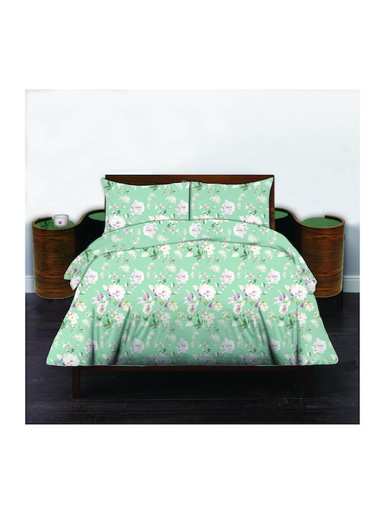 Flowers Σετ Κουβερλί Υπέρδιπλο Mint 220x240cm 3τμχ