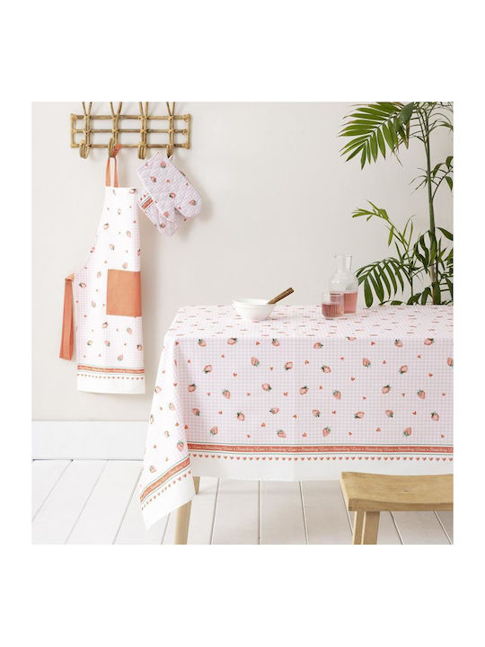 Nima Τραπεζομάντηλο Βαμβακερό Strawberry Love Ροζ 140x140εκ.