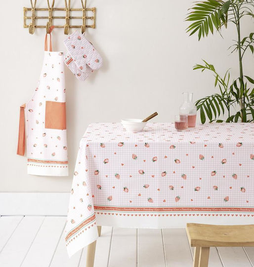 Nima Покривка за маса Памучна Strawberry Love Розова 140x140см