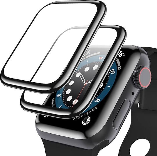 Pachet 2 Folii de Protecție Ecran Apple Watch 7 8 9 45mm Set Autocolant Nano Flex Negru Protecție Împotriva Zgârieturilor