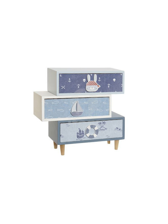 Kids Chest of Drawers Navy Blue with 3 Drawers 22x9x21cm