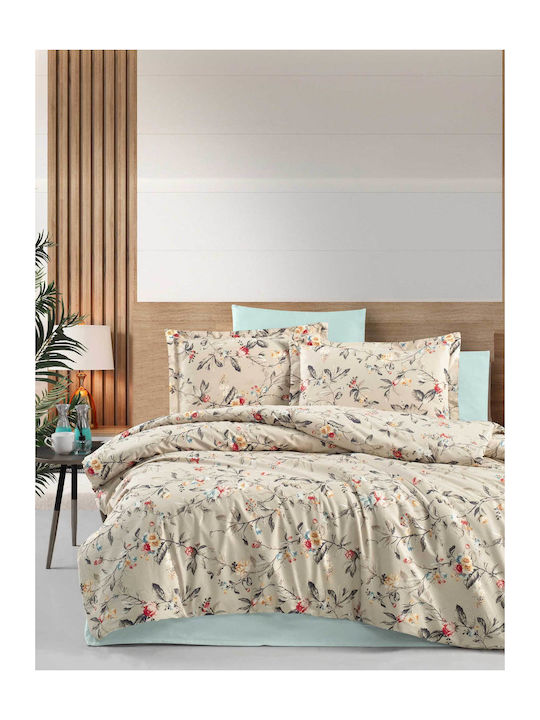Madi Super-Double Bed Sheet Set with 2 Pillowcases and Rubber Hugger 170x260cm Brown 3 Pieces