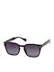 Unisex Sunglasses with Black Horn-Rimmed Frame and Purple Polarized Lenses