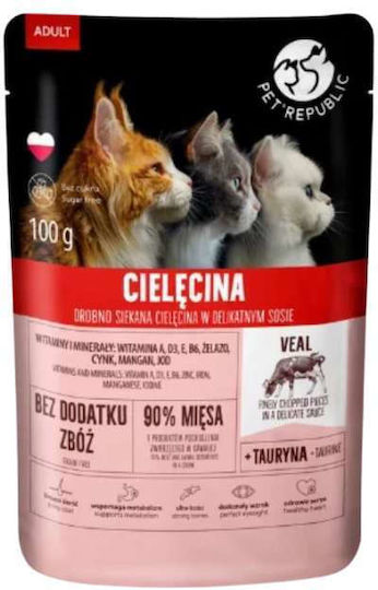 Pet Republic Nasses Katzenfutter für Erwachsene Katzen in Dose mit Fleisch ohne Getreide 24x100gr