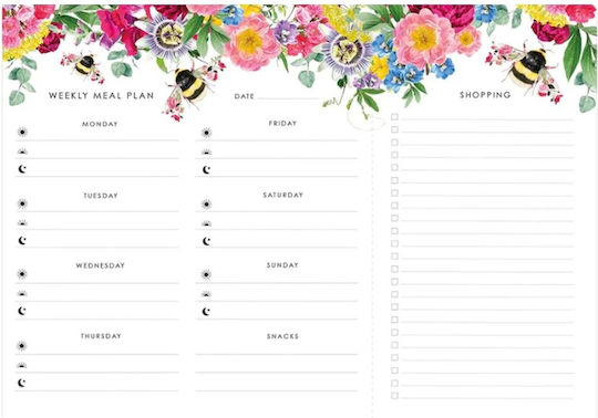 Wöchentliches Essensplan Botanical Bee 21x30 Lola Design
