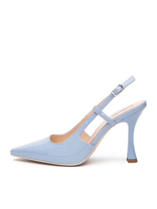 Leather Heels Light Blue