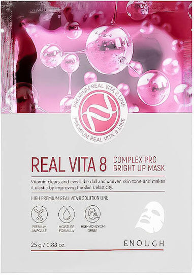 Enough Текстилна Маска За Лице Витамини Real Vita 8 Complex Pro Bright Up Маска 1 Брой