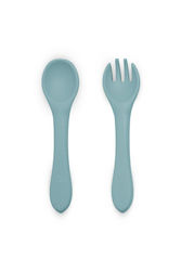 Petite & Mars Set Baby Cutlery with Heat Sensing from Silicone for 6+ Months Blue 6 Pieces