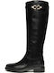 Damenstiefel aus Leder mit Gummi Schwarz