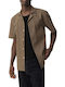Short Sleeve Linen Shirt in Regular Fit Brown