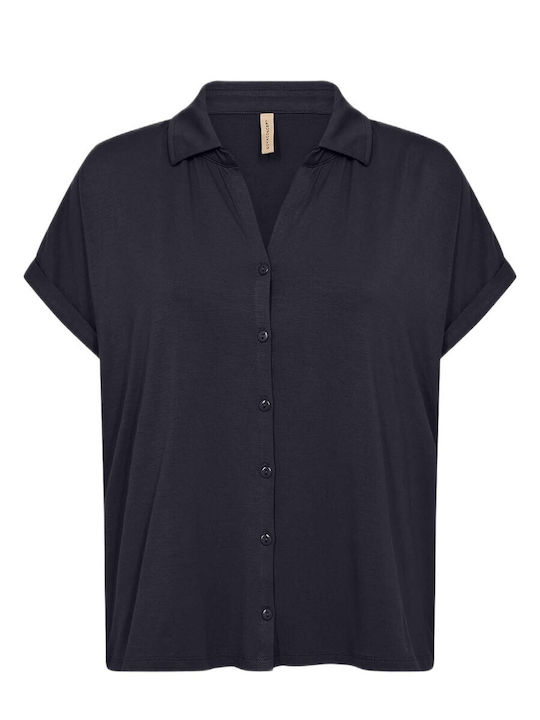 Women's Blouse Short Sleeve Blue
