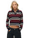 D1 Ovin Women's Long Sleeve Striped Multicolour Crop Top