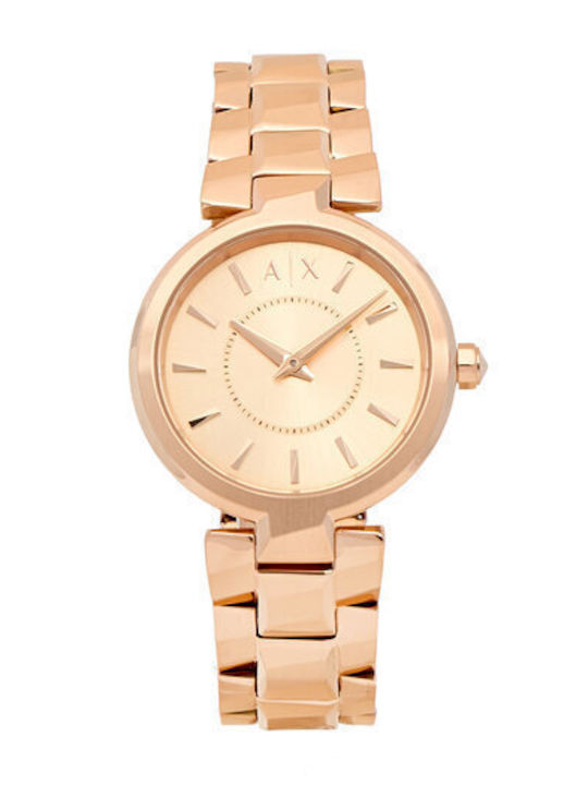 Armani Exchange Damenuhr Batterie mit Rose Gold Metall-Armband Armani Exchange Damenuhr Batterie mit Rose Gold Metall-Armband