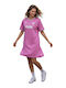Summer Mini Athletic Dress Short Sleeve with Hood Fuchsia