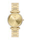 Fossil Carlie Γυναικείο Ρολόι Μπαταρίας με Χρυσό Μεταλλικό Μπρασελέ