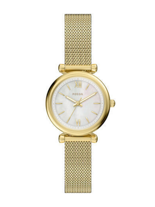 Fossil Carlie Ceas Dama Cu Baterie Cu Brățară Din Metal Auriu