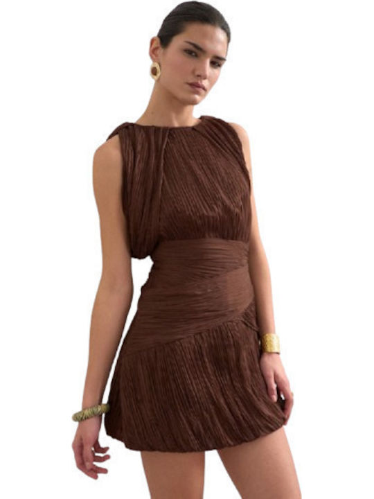 Summer Mini Evening Dress Brown