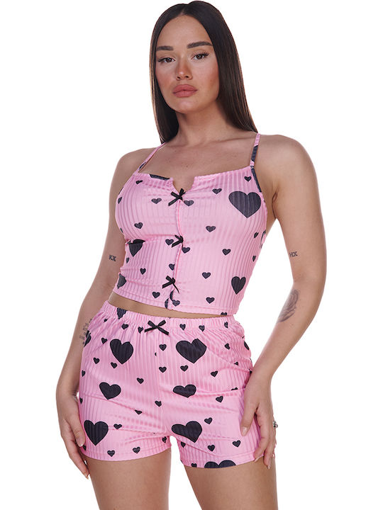 Comfort Babydoll De Vară Roz Cu Inimi