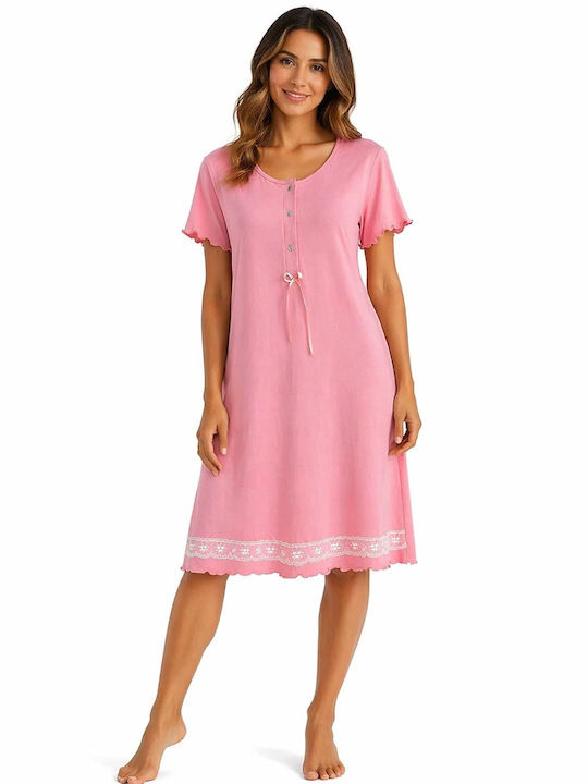Nina Club Summer Women's Nightgown Lace Pink