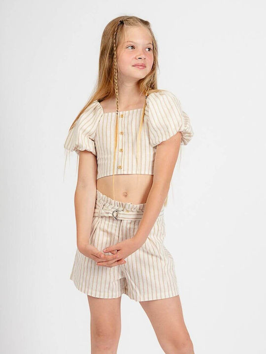 Ativo Kids Set With Shorts Summer 2 Pieces Beige Ativo Kids Set With Shorts Summer 2 Pieces Beige