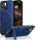 Luxury Hybrid Leather Blue Back Cover (Oppo Reno15 5g)