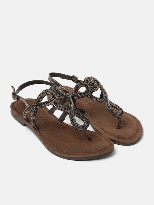 Lazamani Lazamani Damen Leder Flache Sandalen Silber