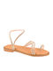 Leather Women's Flat Sandals Gold