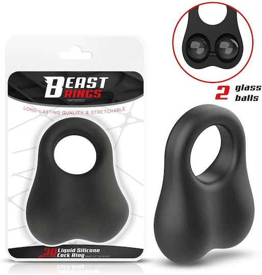 Penis Ring Glass Balls Liquid Silicone 30 Mm