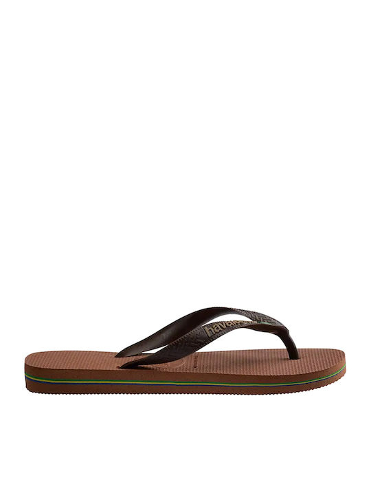 Havaianas Brasil Logo Men's Flip Flops Brown