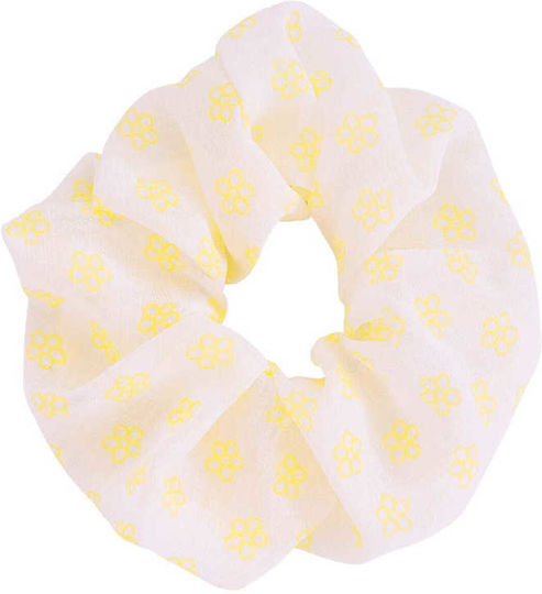 Celestino Women's Floral White Hair Scrunchie