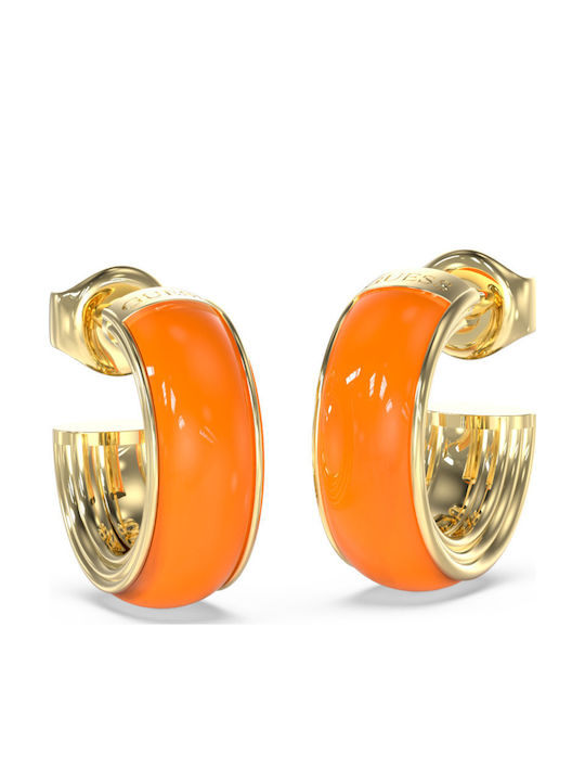 Guess Guess Steel Hoop Earrings Gold Plated Orange