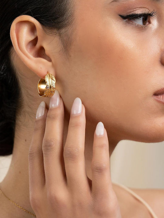 Late Again Gold Plated Steel Hoop Earrings