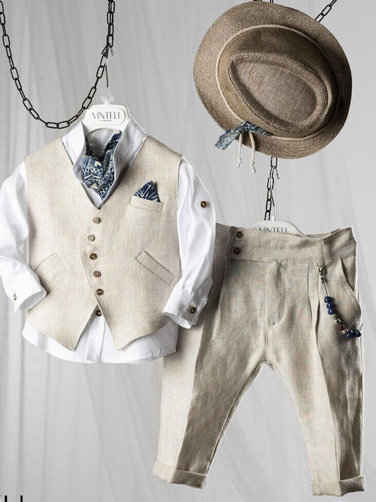 Vinteli Baptism Suit For Boy Beige